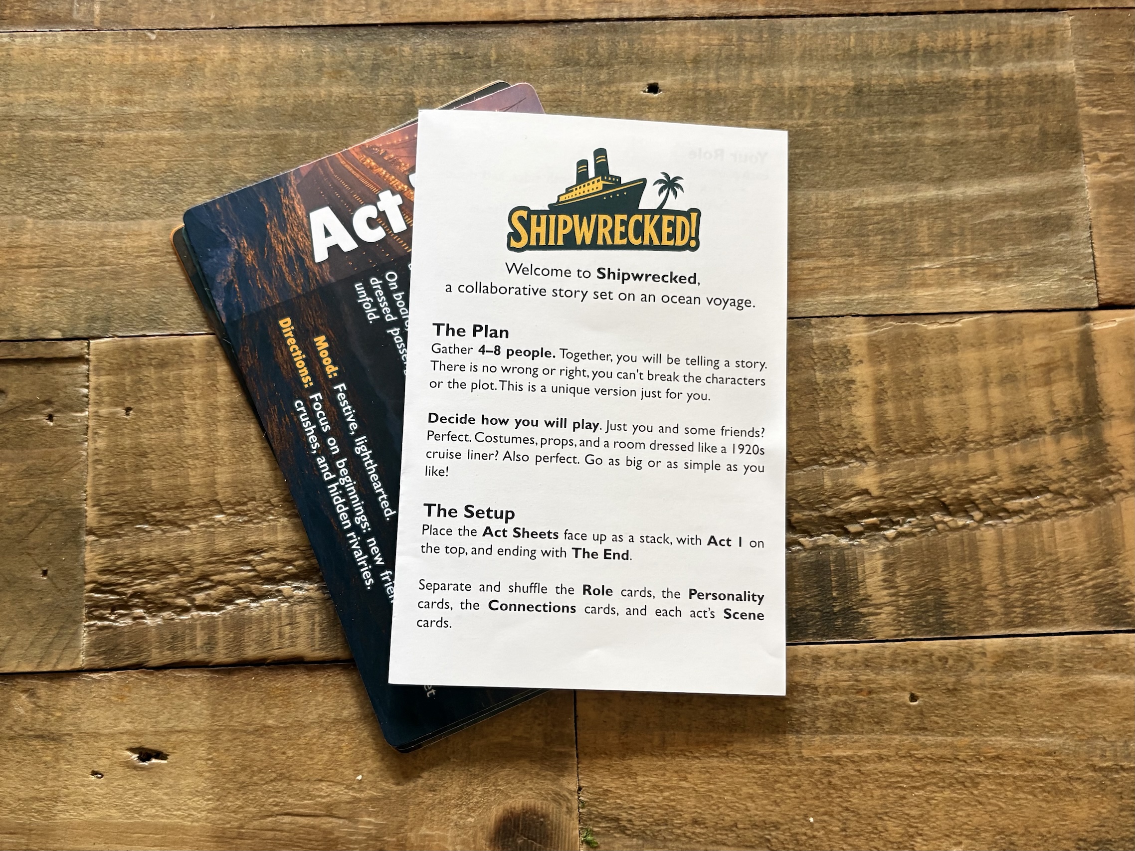 The full Brimstone acts deck with Instructions on top