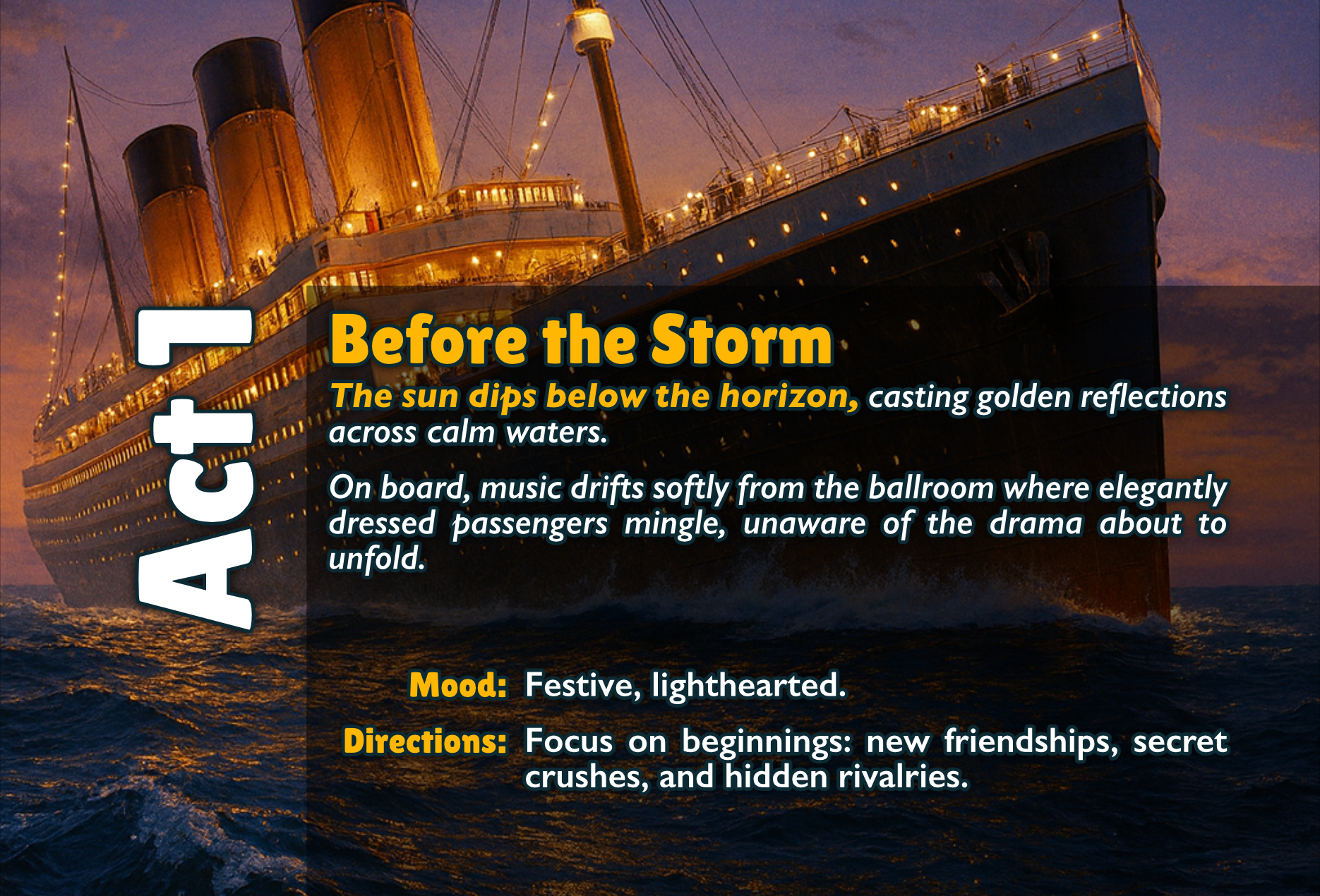 Shipwrecked Act 1: Before the Storm